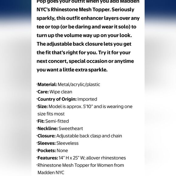 Steve Madden Madden NYC Rhinestone Mesh Topper- Black - Picture 6 of 10